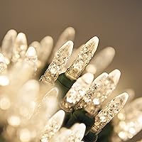 Vista 10 de Wintergreen Lighting - Juego de luces de Navidad LED M5 facetadas doradas de 70 unidades, 24 pies, cable verde, mini guirnalda de grado comercial