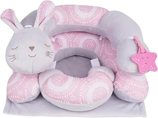 2-in-1 Tummy Time Mat & Seated Support Pillow,Baby Tummy Time Pillow Support for Newborns and Older Babies,with Detachable Support Pillow and Toys Rabbit