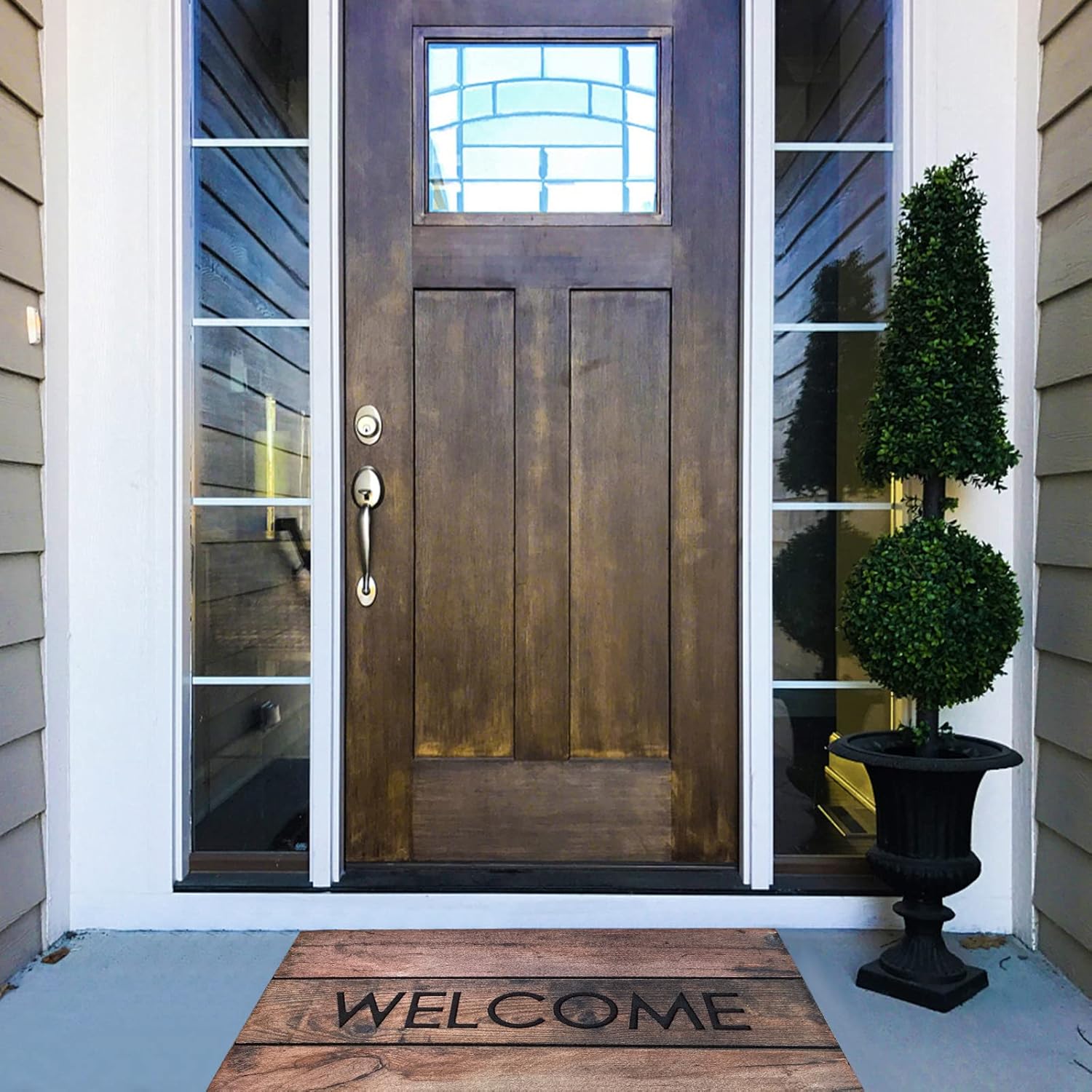 ANDSTAR Welcome Door Mat 18x30 Inch Vintage Wood Grain Design Entryway Door Mat Durable Non Slip Entry Rugs Indoor Outdoor Entry Home Decoration for Home, Garage, Patio(1 Pc)