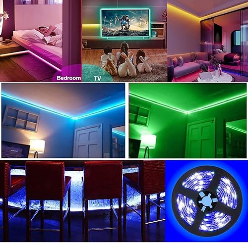 Miniatura 4 de Tira de luces LED alimentadas por batería, 5050 6M/20 pies, tira de luz LED RGB flexible que cambia de color, 180 LED de 5 V alimentada por batería