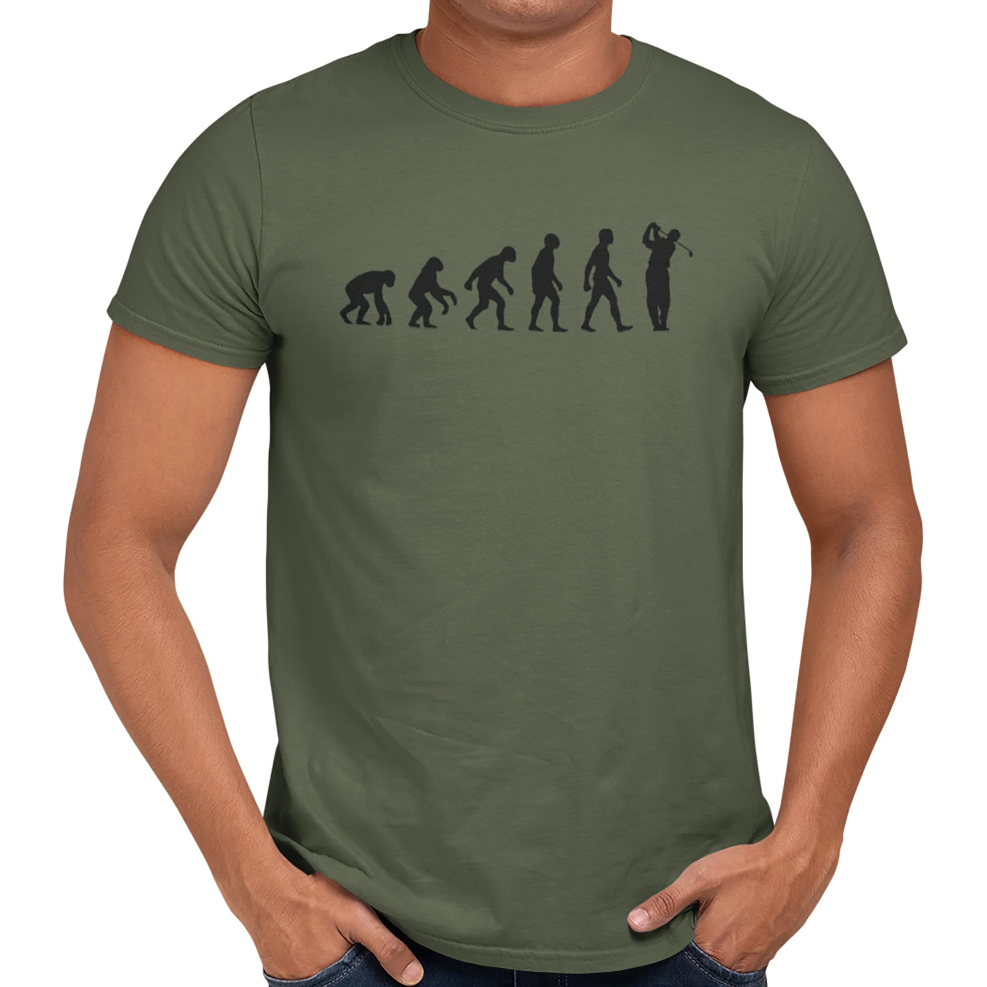Getting Shirty Golf Evolution Men's/Unisex T-Shirt (UK, Alpha, L, Regular, Regular, Green)