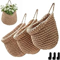 Vista 8 de Honeydak Canastas Colgantes de Decoración Boho para Pared de Cocina, Juego de 3 Canastas en Forma de Lágrima con Ganchos, Almacenamiento