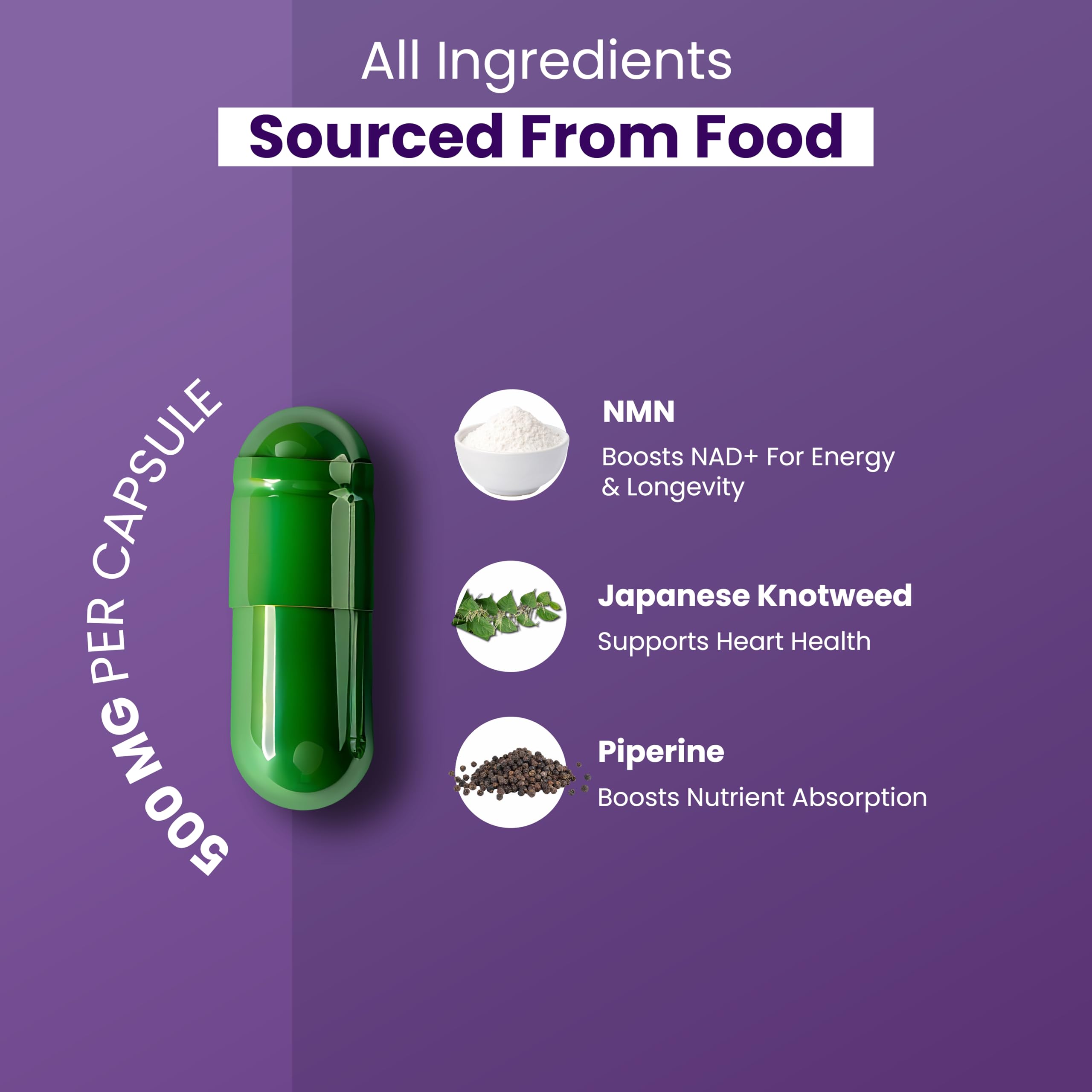 ZEROHARM NMN con resveratrolo – Assorbimento liposomiale – Alimentato da ingredienti alimentari veri – Confezione da 60 (confezione da 1)