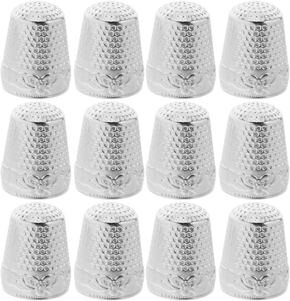 RUNROTOO 12pcs Metal Sewing Thimble Finger Protector Silver Quilting Accessories for Hand Sewing Needlework Craft Tools