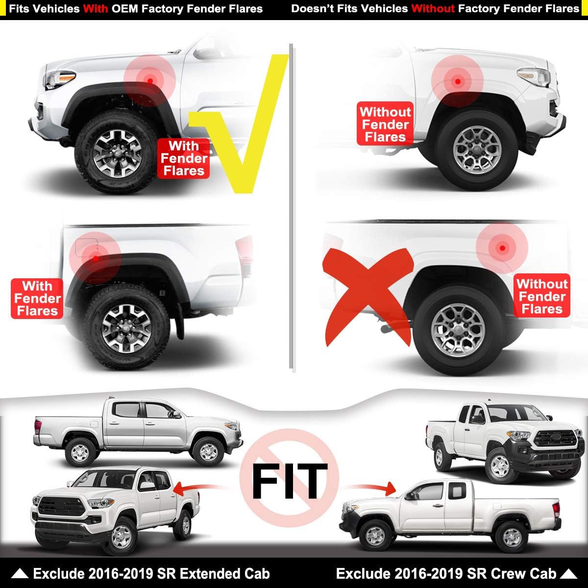 🛒 Flаѕh Sаlе A-Premium Mud Flaps Splash Guards Replacement for Toyota Tacoma 2016-2021 Molded with OEM Fender Flares (Doesn't Fit SR Models) Front and Rear 4-PC Set