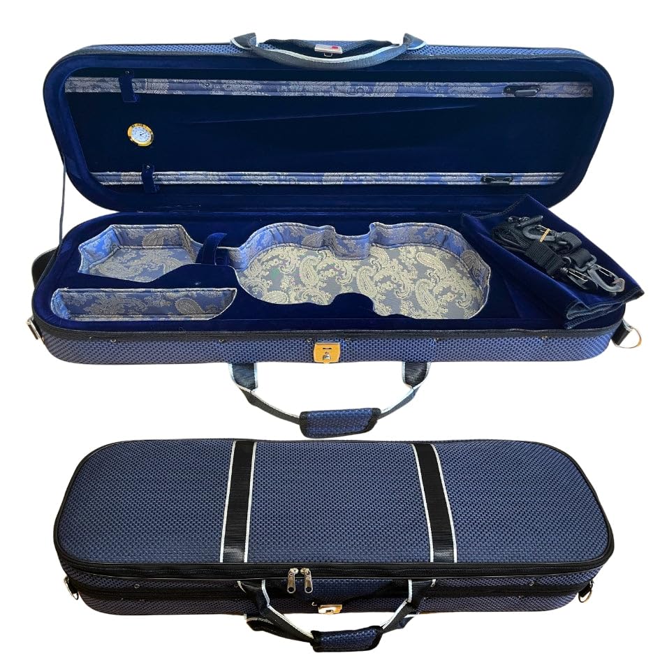 mezzo-forte Geigenkasten Luca 4/4, holzverstärkt, 1,5 kg – leicht, stabil, gemustertes Innenfutter