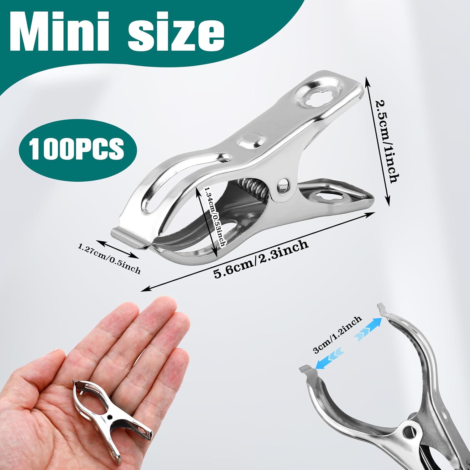 100 Pack Garden Clips, 2.2 Inch, Stainless Steel
