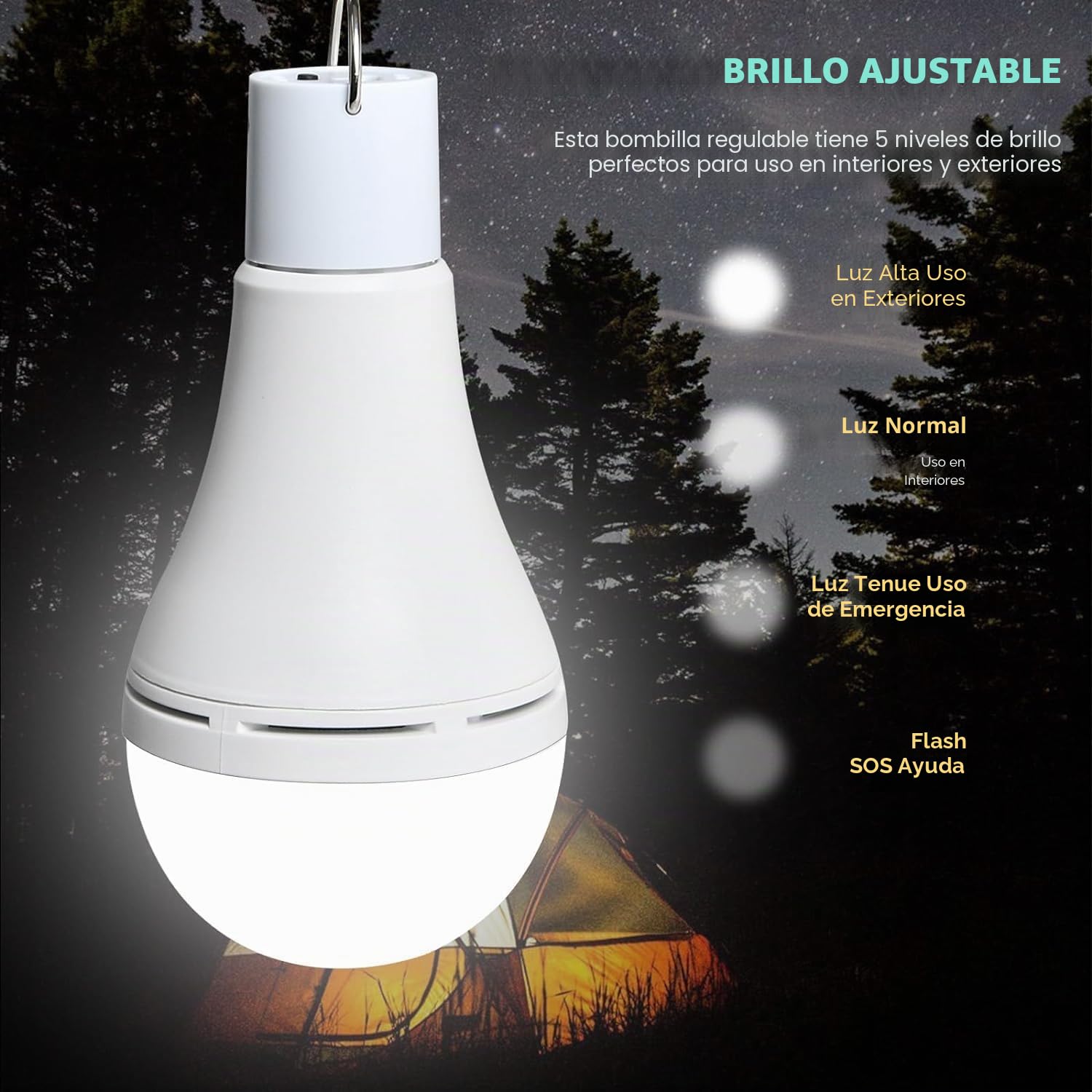 Luz Solar Interior Exterior 2PCS con Mando, Sensor Crepuscular, Solar/USB Recargable Lámpara Colgante Portátil, TechKen Bombilla LED Focos para Terraza Casa Jardin Emergencia Senderismo Tienda Camping