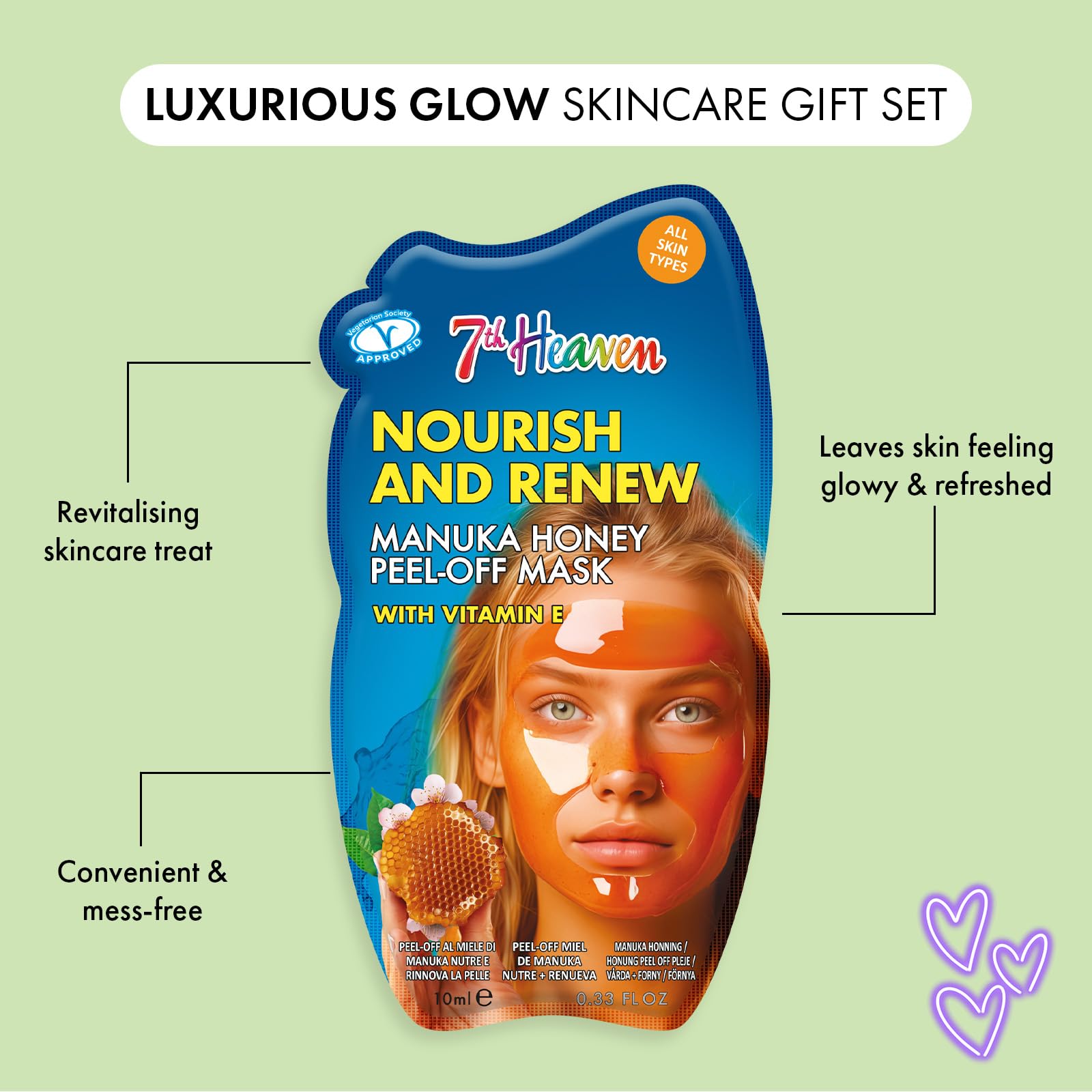 7th Heaven Glow All Out 17-Piece Skincare Gift Set - Includes Tube, Mud, Cream, Sheet and Peel Off Face Masks - Image 3
