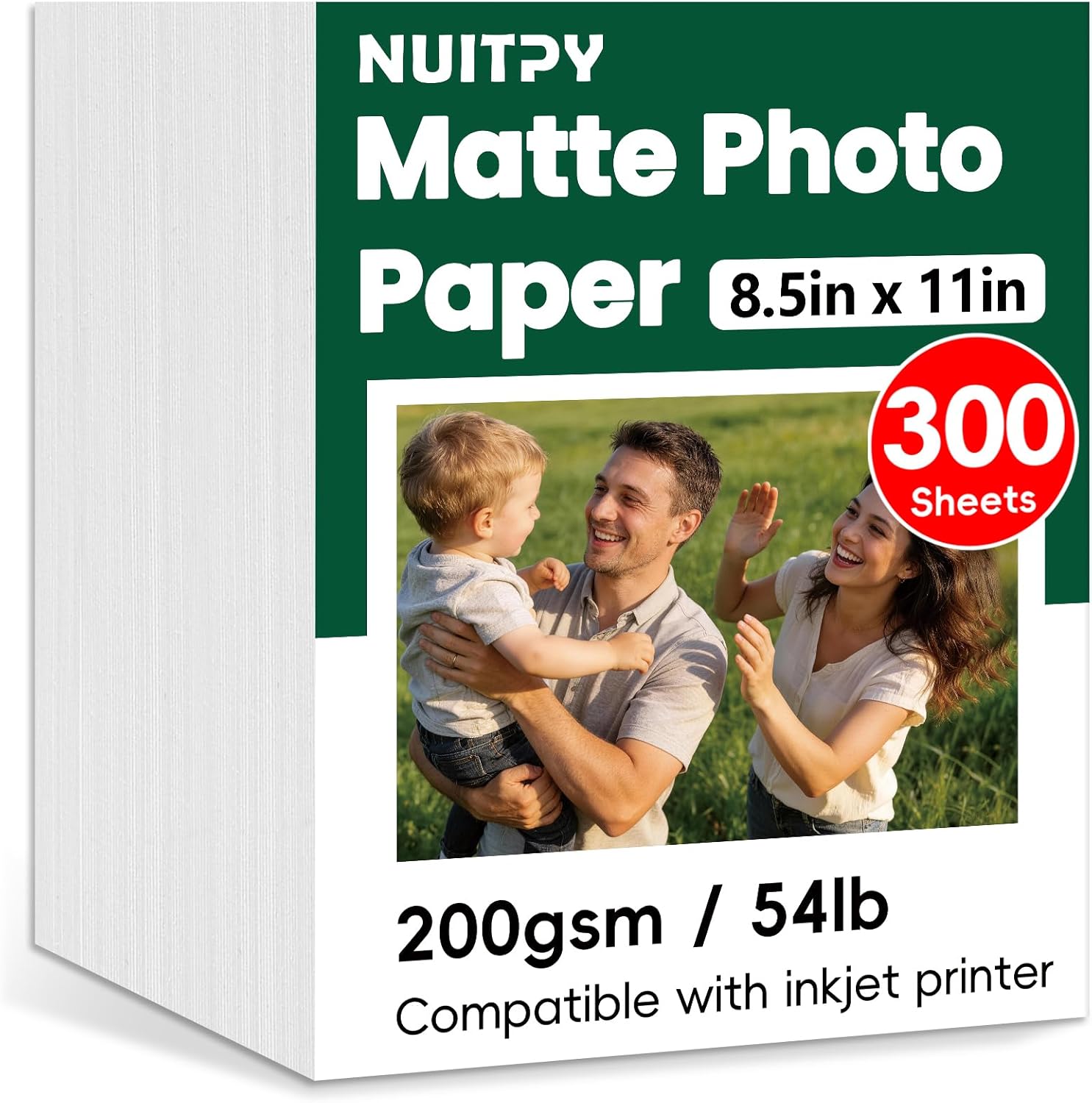 300 Sheets Matte Photo Paper, 8.5in x 11in Inkjet Photo Printer Paper, Picture Paper for Photos, Calendars, Brochures, Cards, Menus(200gsm / 54lb)