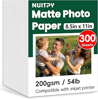 300 Sheets Matte Photo Paper, 8.5in x 11in, 200GSM / 54lb