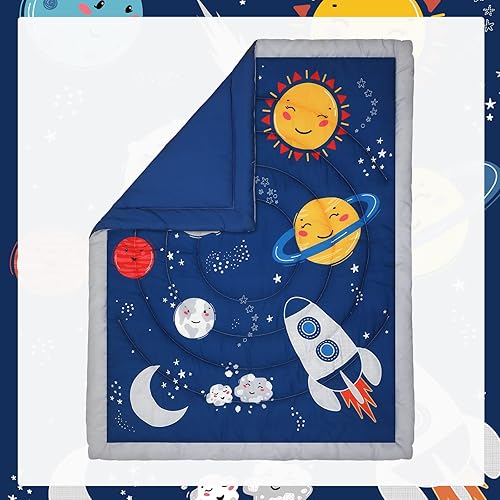 Miniatura 8 de Rtteri Juego de ropa de cama para cuna de bebé, 4 piezas, ropa de cama de bebé, tamaño estándar, suave, incluye falda de cuna, manta, sábana de cuna