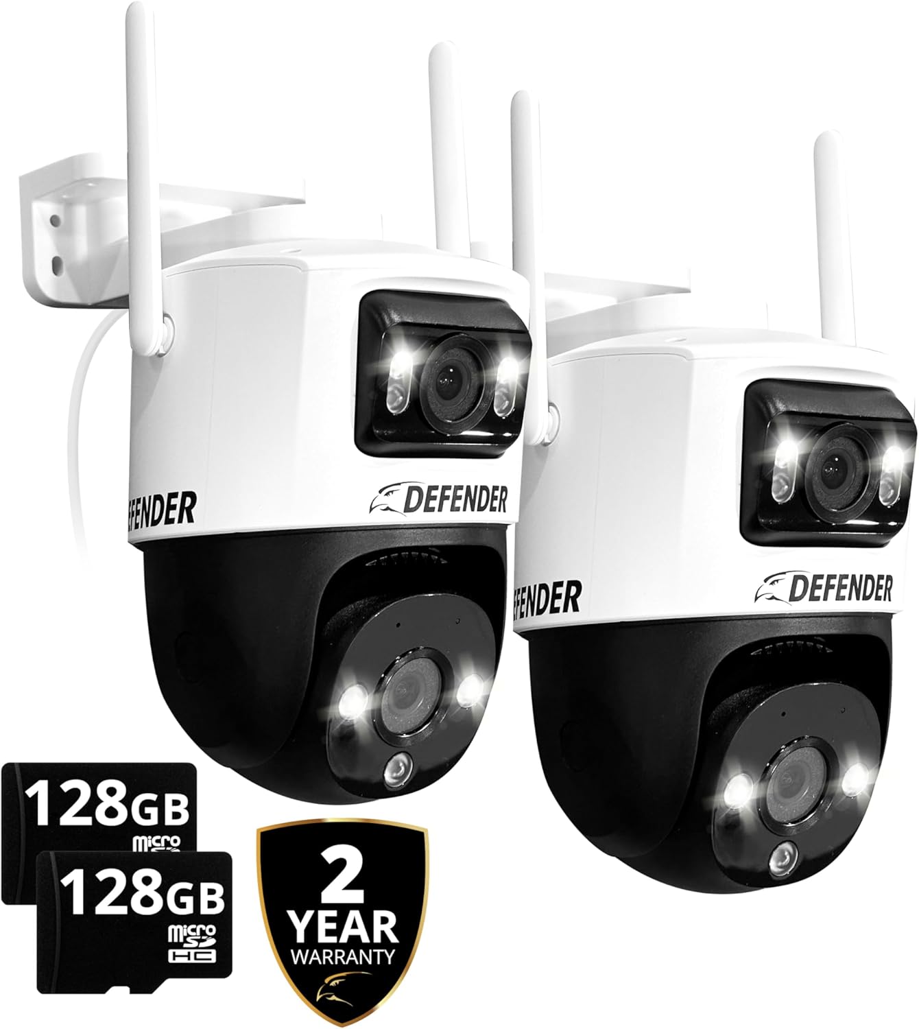 AI Powered Guard Professional 3K Plus Twin Lens PTZ WiFi 6, Plug & Play Safety Digital camera, Human/Automobile Detection, AI Auto-Monitoring, Bluetooth, Contains 128GB SD Card & 2 12 months Guarantee, 2 Cameras