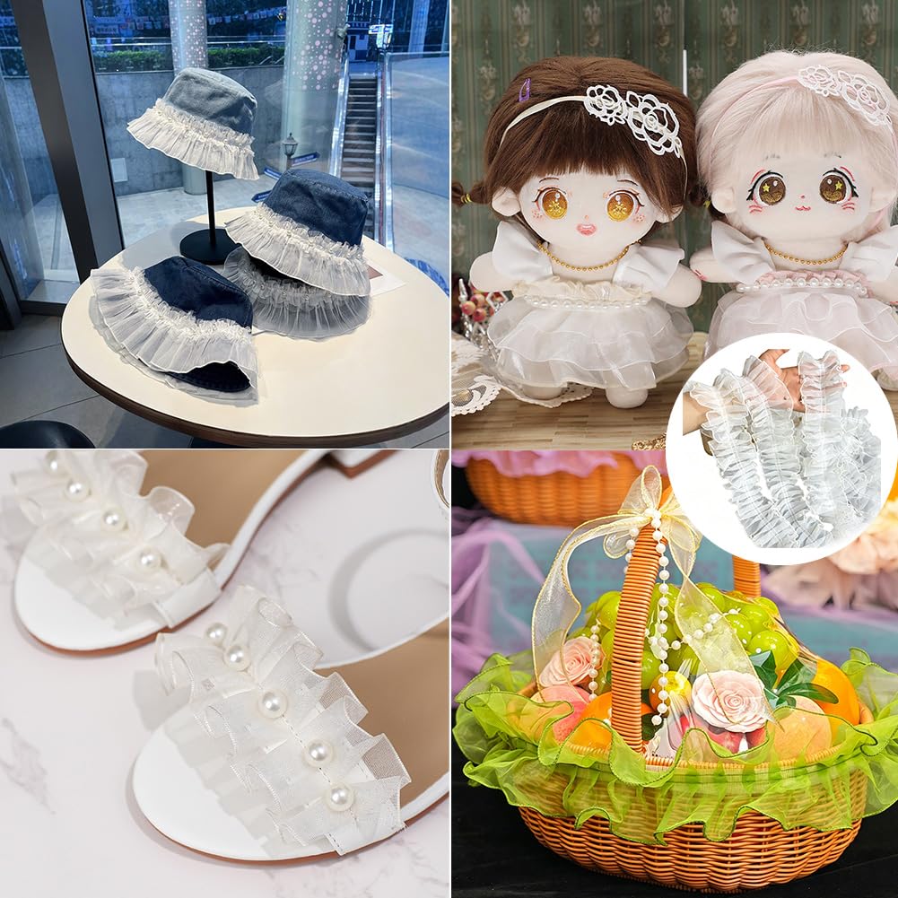Cinta de organza plisada, 11 cm x 3 m, cinta de volantes, cenefa de encaje de organza