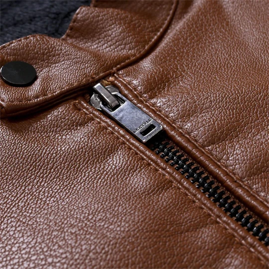 Giacca da uomo in pelle sintetica in poliuretano, da motociclista, slim fit