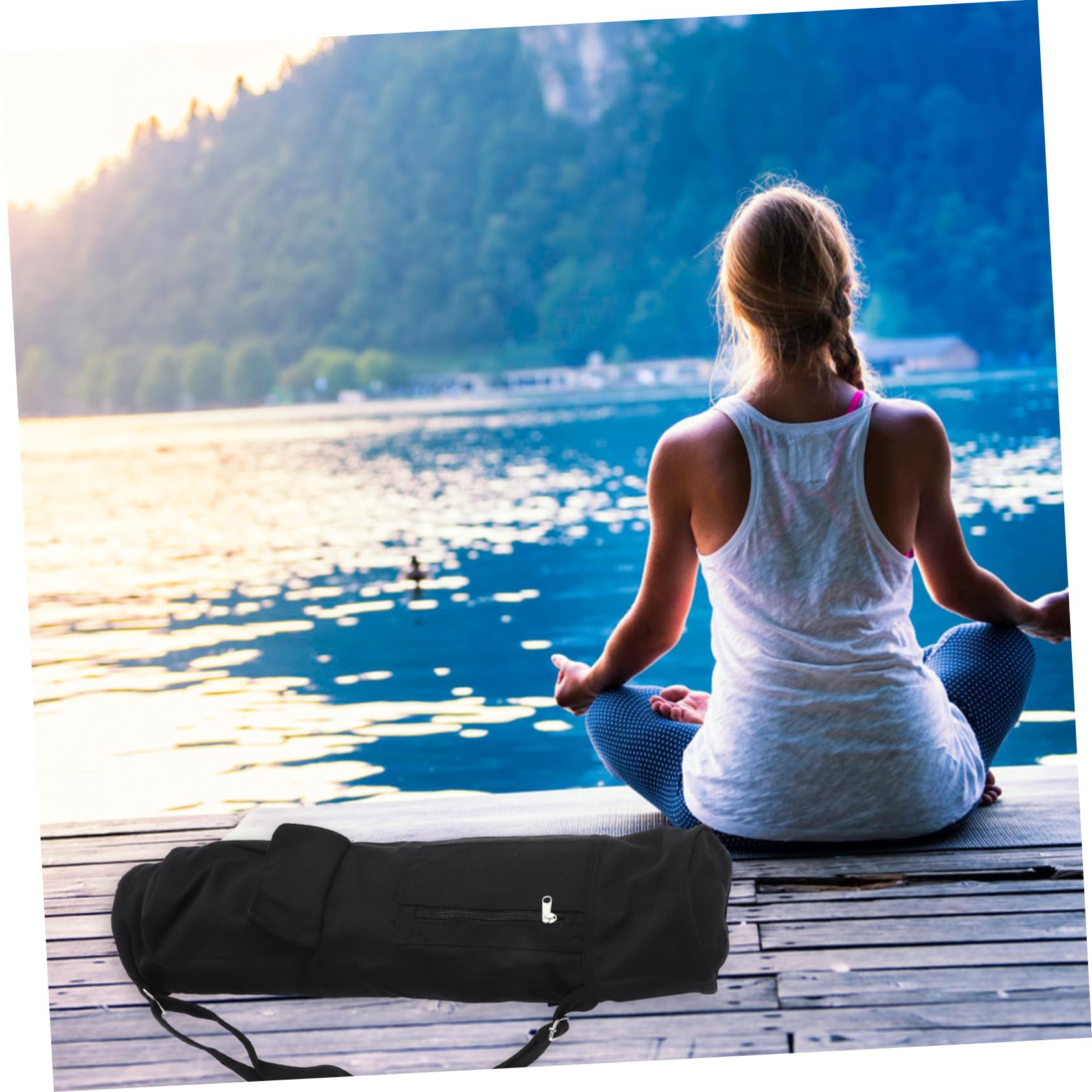 Bolsa para Esterilla de Yoga de Gran Capacidad Ligera y Fácil de Llevar, Hecha de Algodón y Lino, Ideal para Practicantes de Yoga y Uso Diario