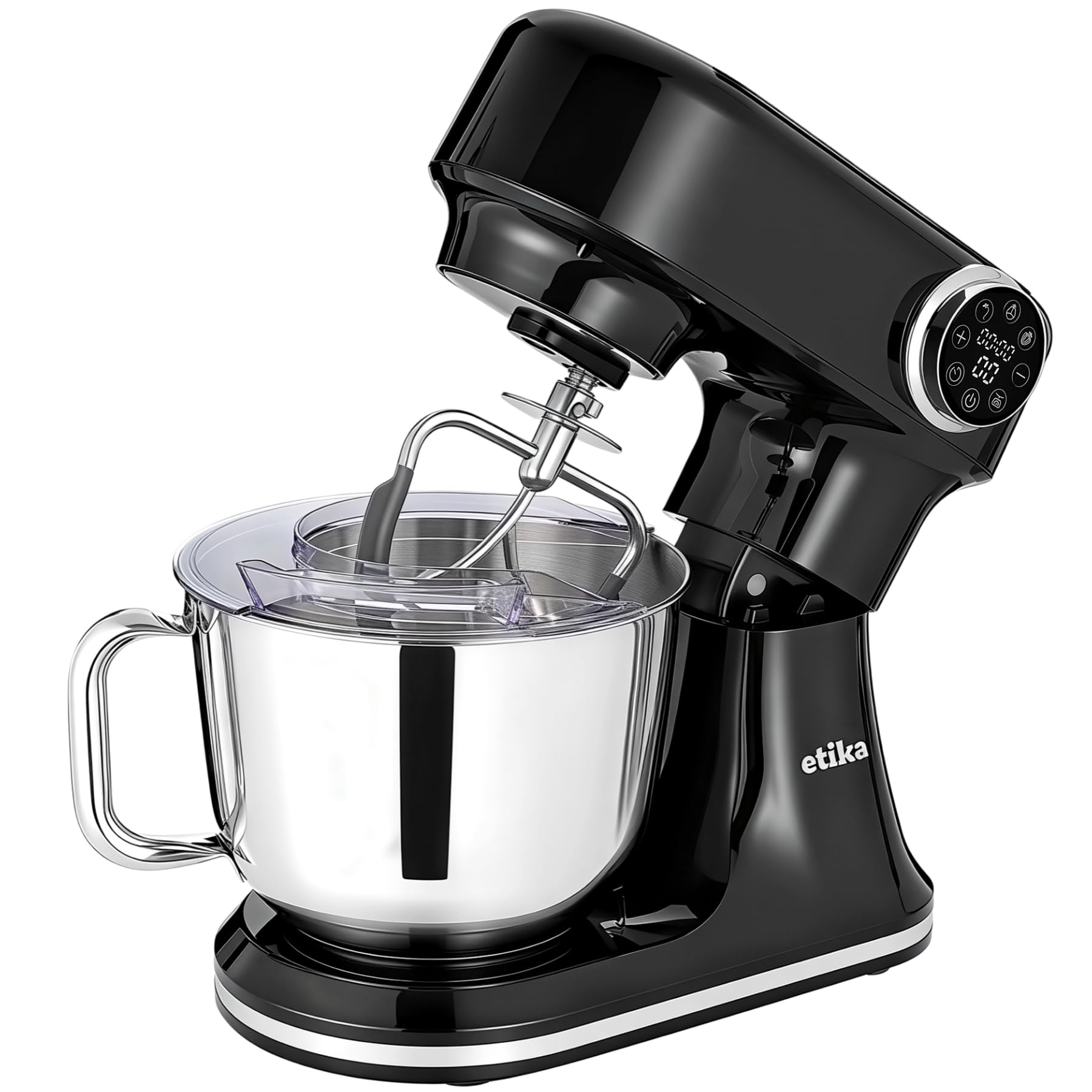 Etika Robot Kuchenny ET24, Czarny, 5 l, 1500 W, 12 Prędkości, z Wagą, Funkcja PULSE, Hak, Mieszadło, Trzepak