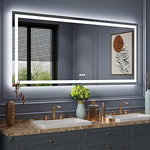 Amorho LED Bathroom Mirror Large 77"x 36" with Front Light and Backlit, Stepless Dimmable Wall Mirrors with Anti-Fog, Shatter-Proof, Memory, 3 Colors, Double LED Vanity Mirror