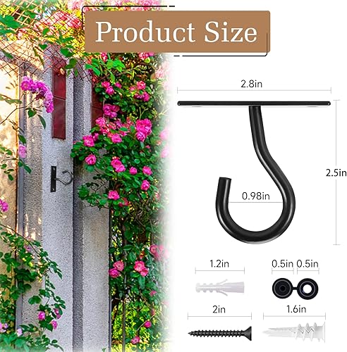 Miniatura 2 de Ganchos de techo para plantas colgantes, colgador para macetas de interior y exterior, gancho de pared para macetas, cesta de flores, campanillas de
