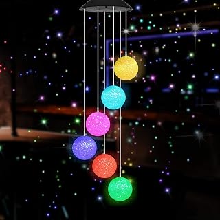Solar Wind Chimes, Crystal Ball Colorful Wind Chimes Lights Outdoor Indoor Waterproof Wind Mobile, Decorative Hanging Led Solar Wind Chime Light, Gift for Outdoor Indoor Home Patio Garden Decor