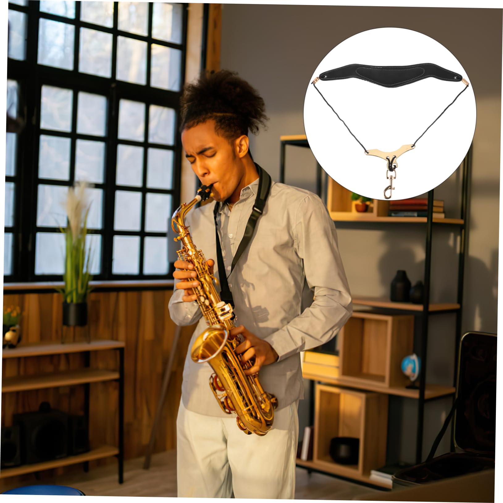 VICASKY Saxophone Neck Strap Padded Sax Harness with Breathable Sponge Padding for Alto Tenor Saxophones and Clarinets Durable Metal Hook Included