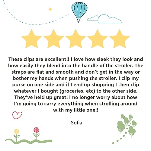 Miniatura 5 de J.L. Childress Clip 'N Carry Ganchos para cochecito  Clips universales para cochecito con correas antideslizantes  Mosquetones duraderos para