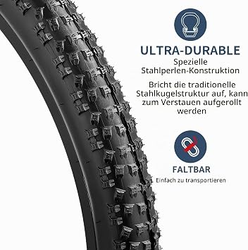 YunSCM 2PCS Faltbarer 26 Zoll Reifen 26x2.60 Mantel 66-559 Plus 2PCS 26 Zoll Schlauch AV32mm Ventil kompatibel 65-559 26x2.5 26 x 2.6 Fahrradreifen und Schlauch