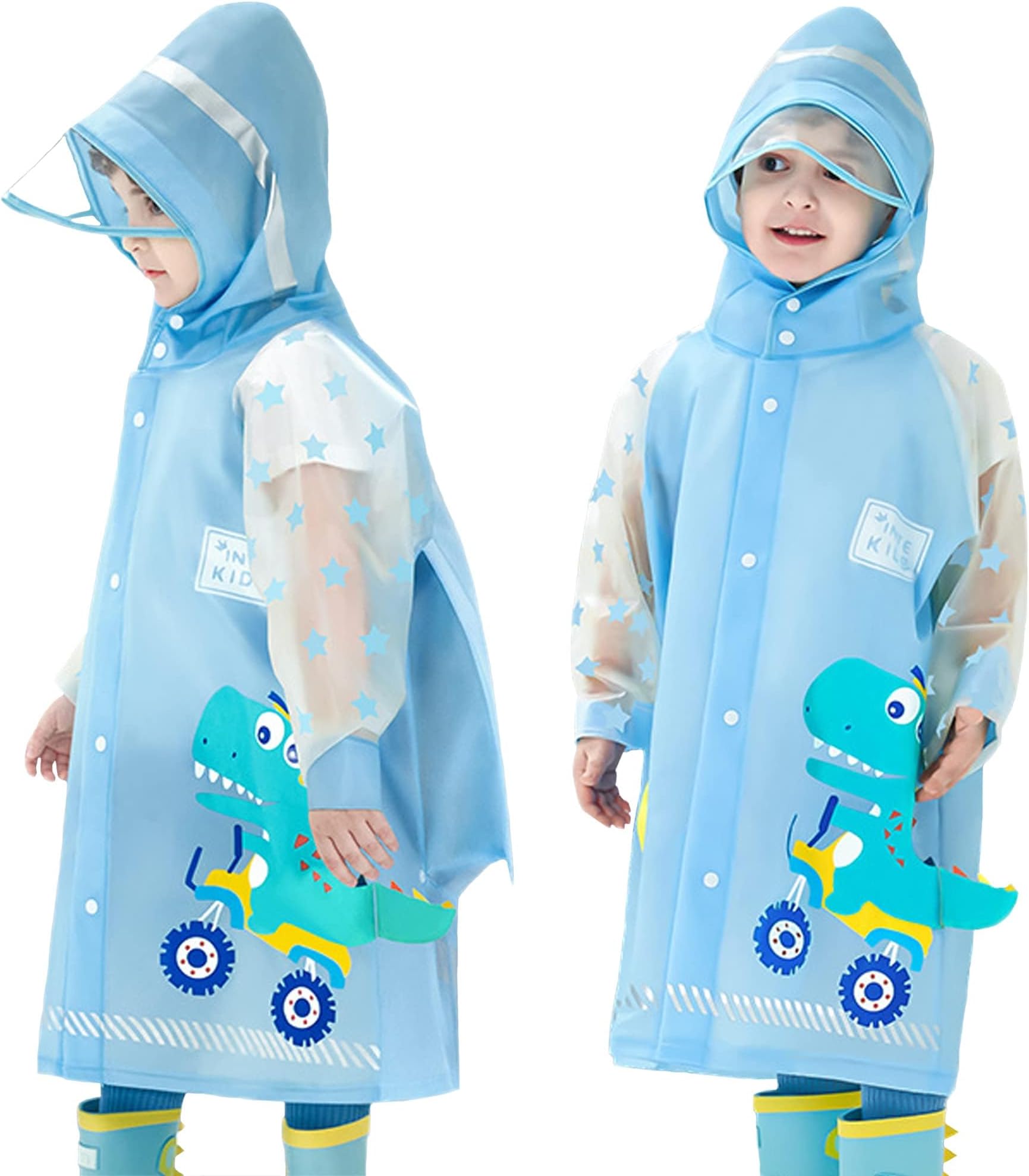 Kids Raincoats Rain Poncho Girls Boys Rain Jacket Waterproof Poncho Toddler Cartoon Rain Wear Reusable with Portable Bag 1-15Years