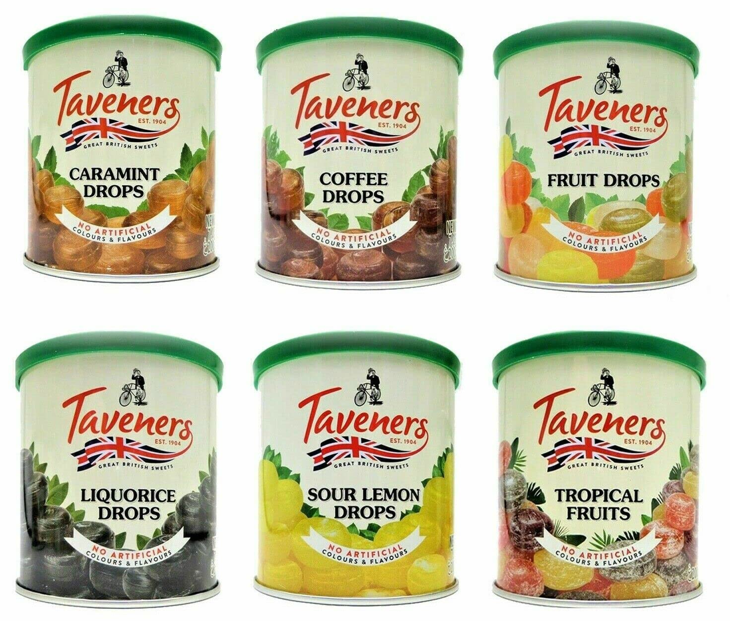 Taveners Travel Sweets Tubs variety Selection pack of 6