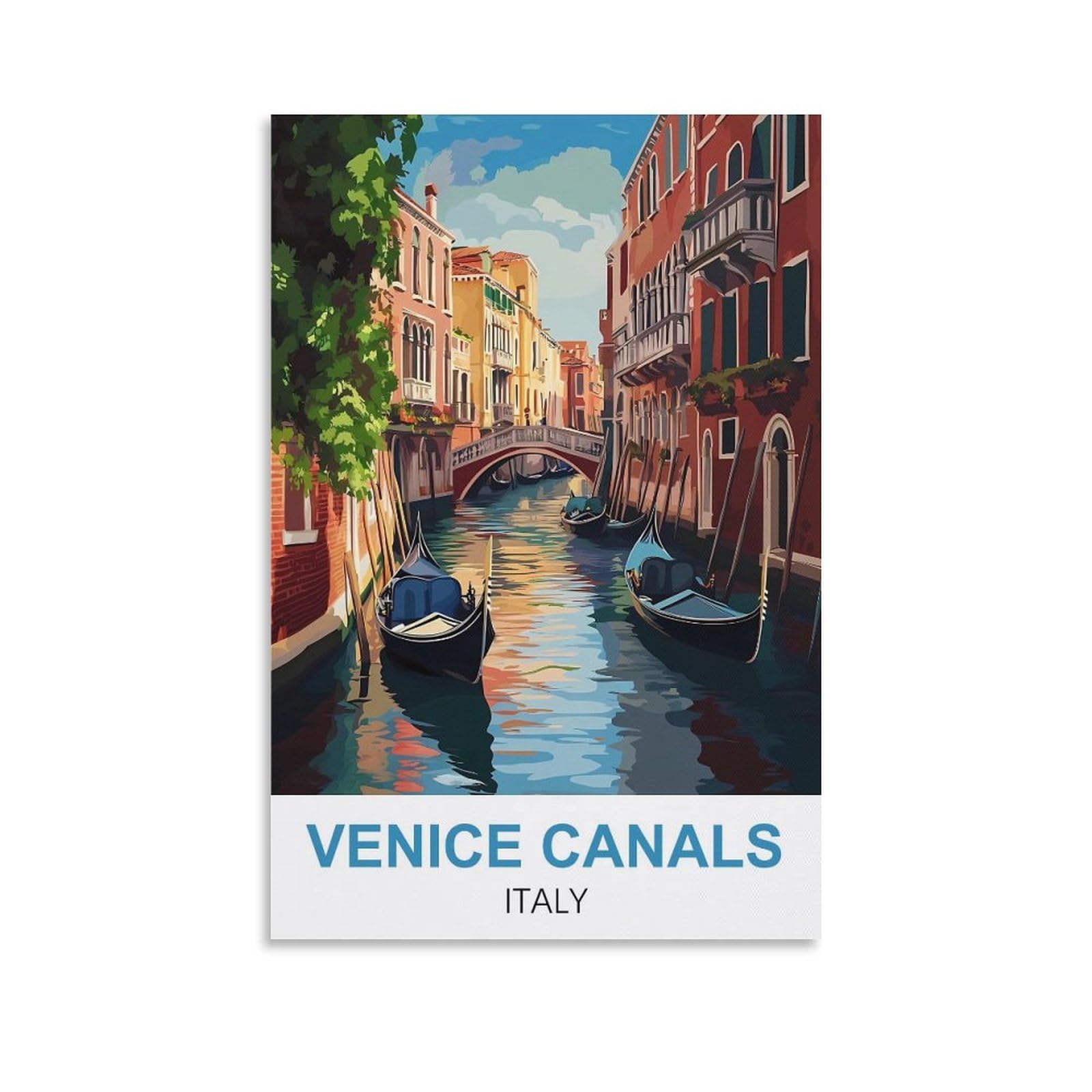 Ctzikww Unframe-Style Venice Canals Italy Vintage Travel Posters 20X30inch(50X75cm) Canvas Art Prints Picture Wall Art Painting