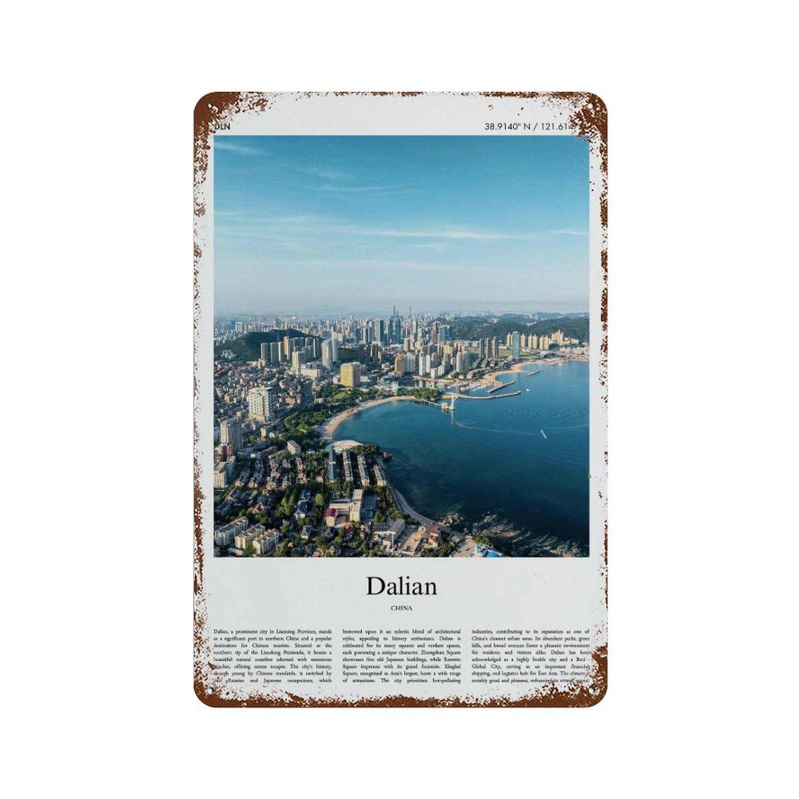 xiaoxiaoshen Dalian China City Scenery Wall Decor Art Metal Tin Poster Modern Home Decor Art Home Bar Shop Decorations Vintage Sign 30x20cm