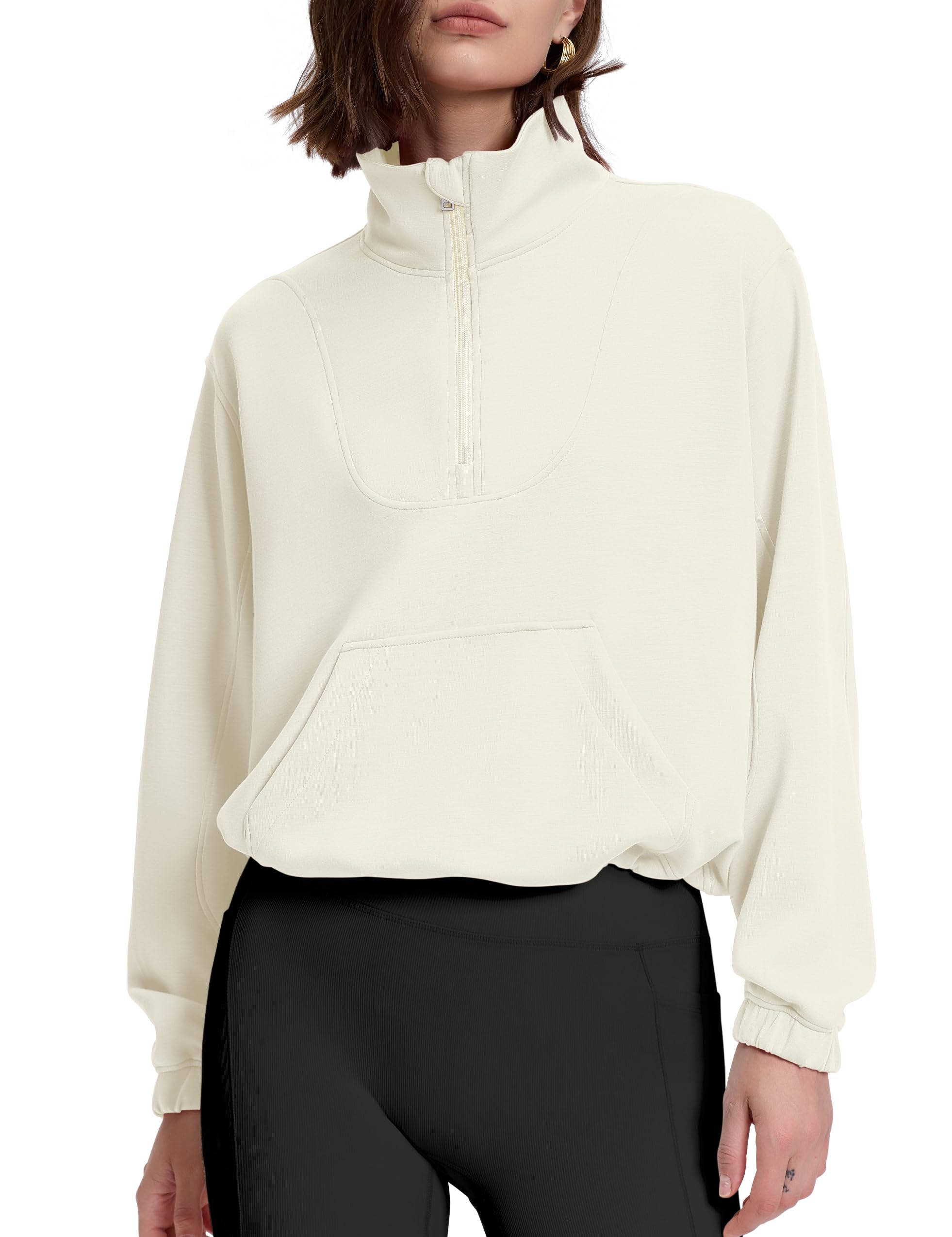 KAJA HALF ZIP PULLOVER CHECK SHIRT WHITE