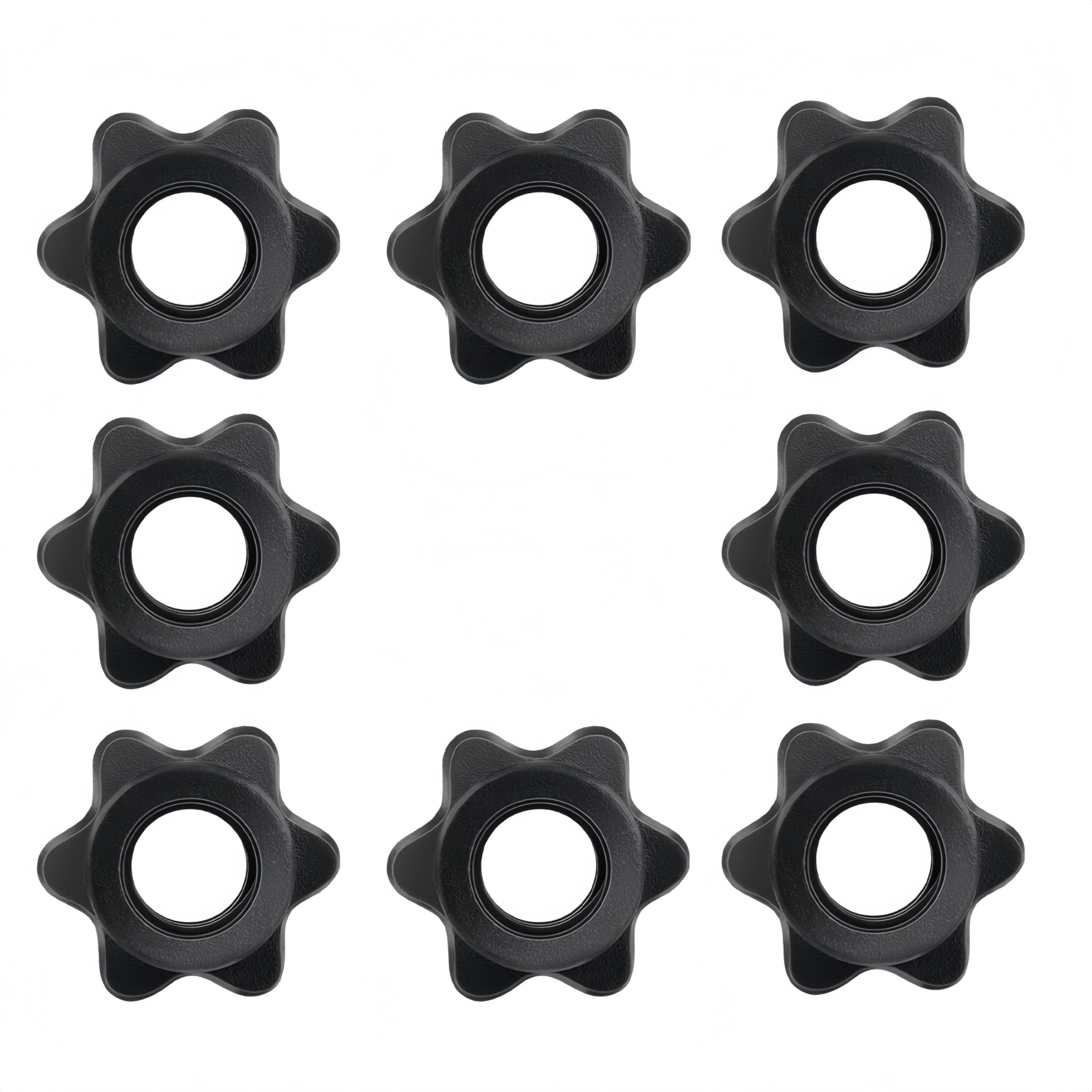 8 pezzi, dado esagonale con manubri, lucchetti a stella, barra per manubri, per allenamento sportivo, dado esagonale in plastica, nero, per barre per manubri
