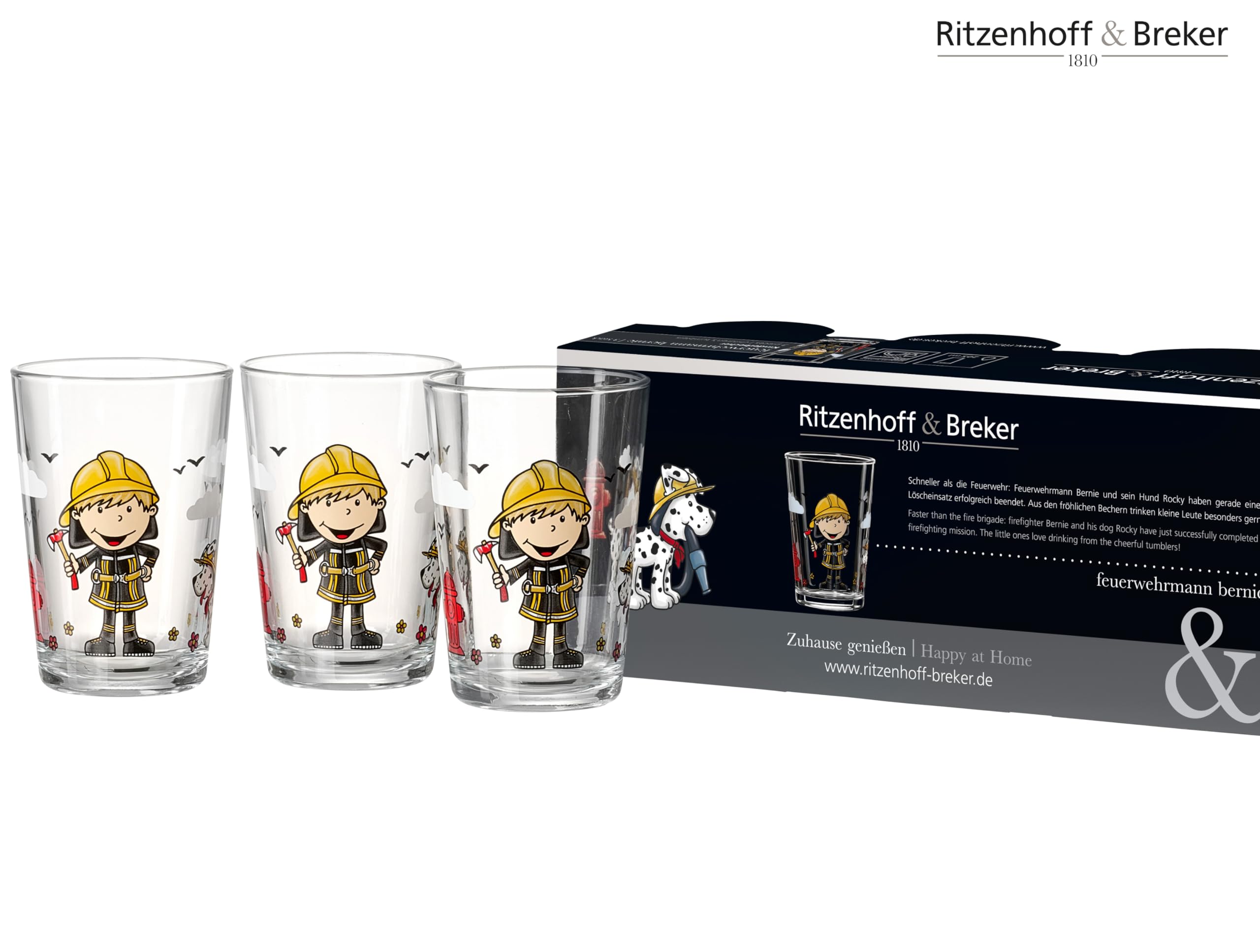 Ritzenhoff & Breker Lot de 6 verres pour enfant - Motif : pompier Bernie