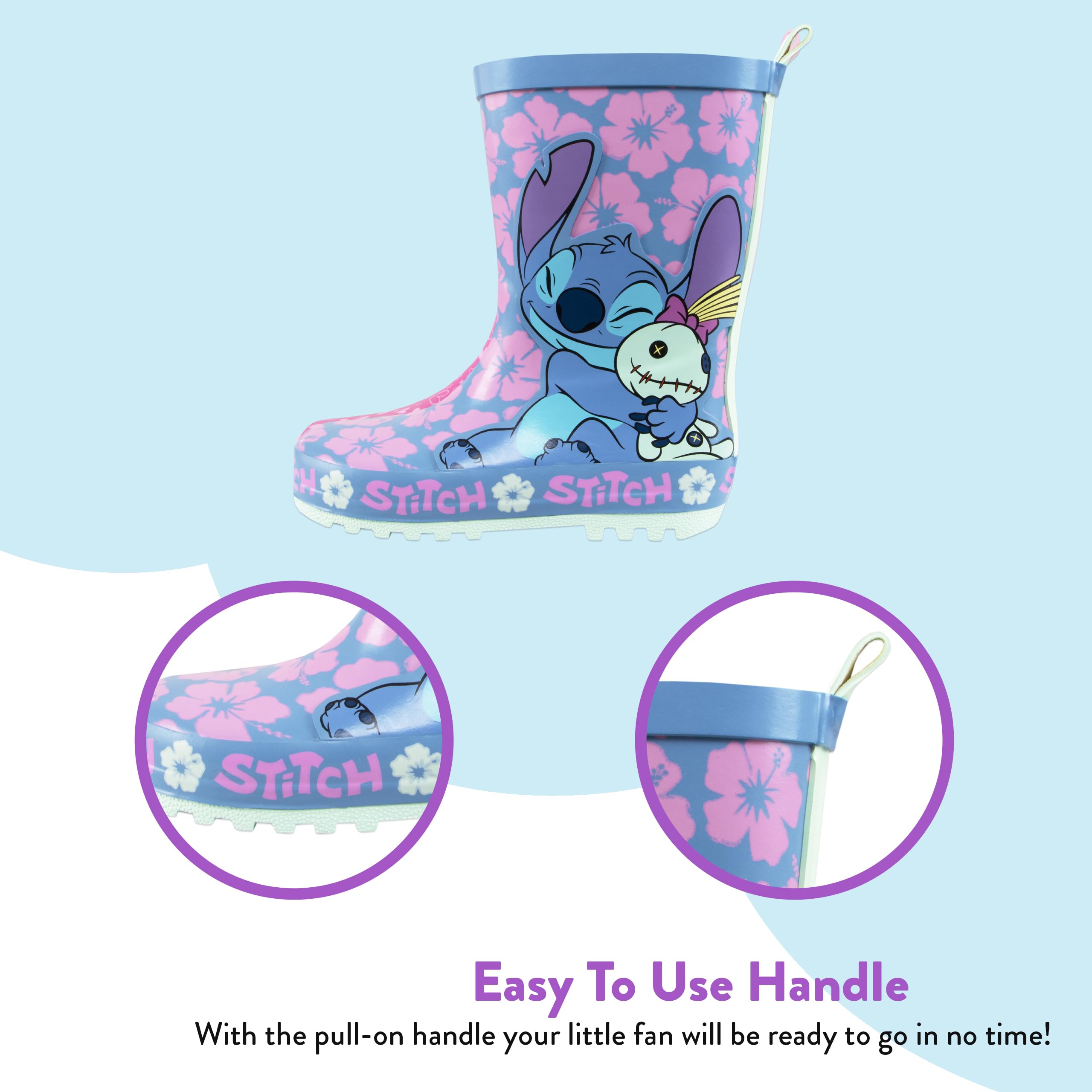 Disney Lilo et Stitch Bottes pour filles | Bottes filles | Botte en caoutchouc pour enfants | Botte de pluie pour enfants filles | 24 et 34
