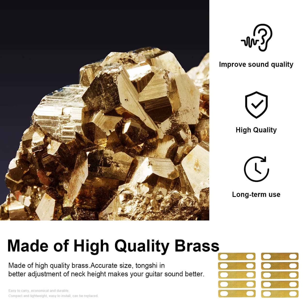 RuiJOTWAT 8Pcs Guitar Neck Shims 4X 0.2Mm, 2X 0.5Mm And 2X 1Mm Thickness Brass Shims For Guitar & Bass Bolt-On Neck Repair - Image 3