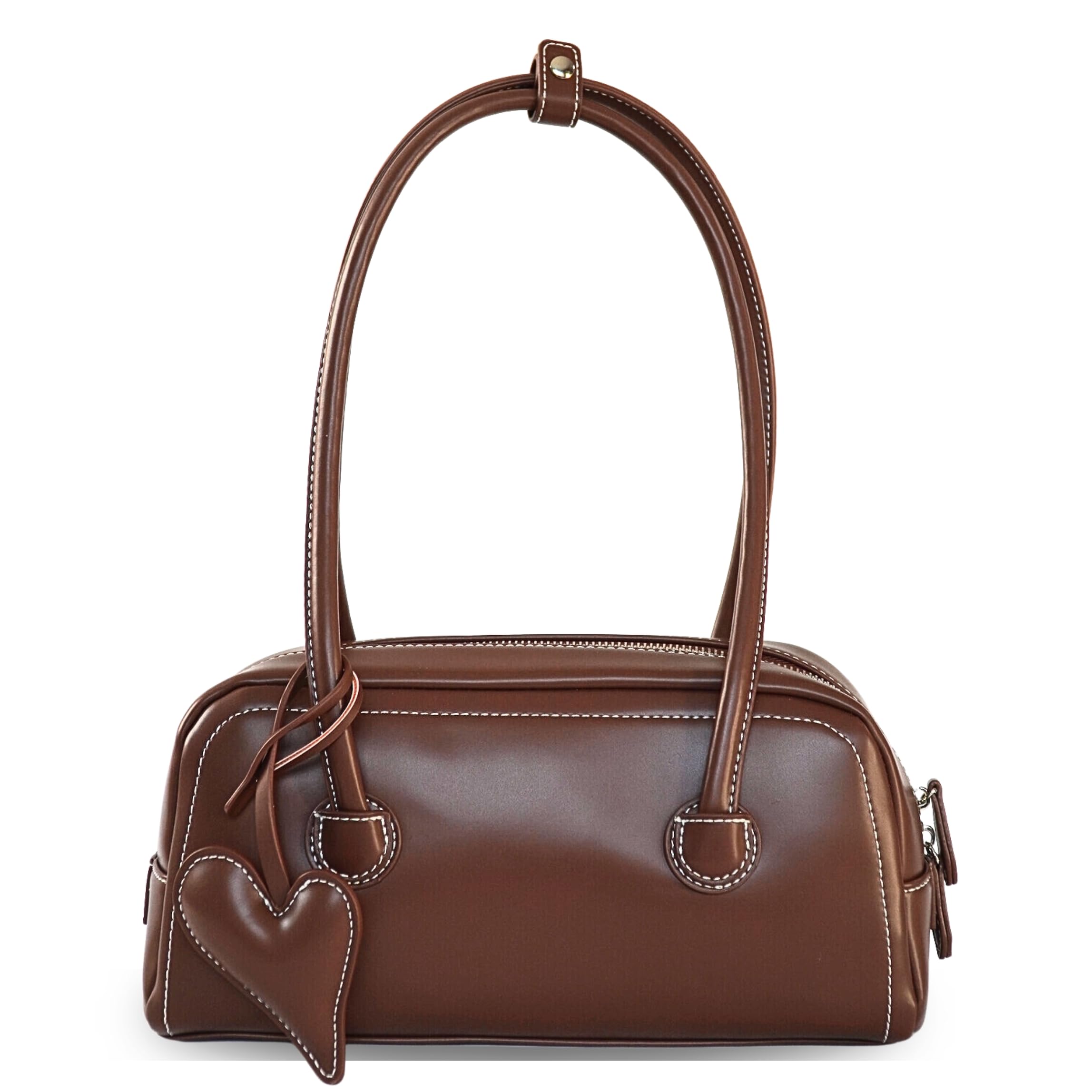 Shoulder Bag for Women Vegan leather Vegan Suede Vintage Handbag Retro Classic Small Hobo Purse with Heart Charm