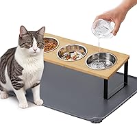 Vista 7 de Tazón de comida para gatos elevado de acero inoxidable para 3 tazones, tazón reemplazable para gatos de 4.7 pulgadas, paquete de 3