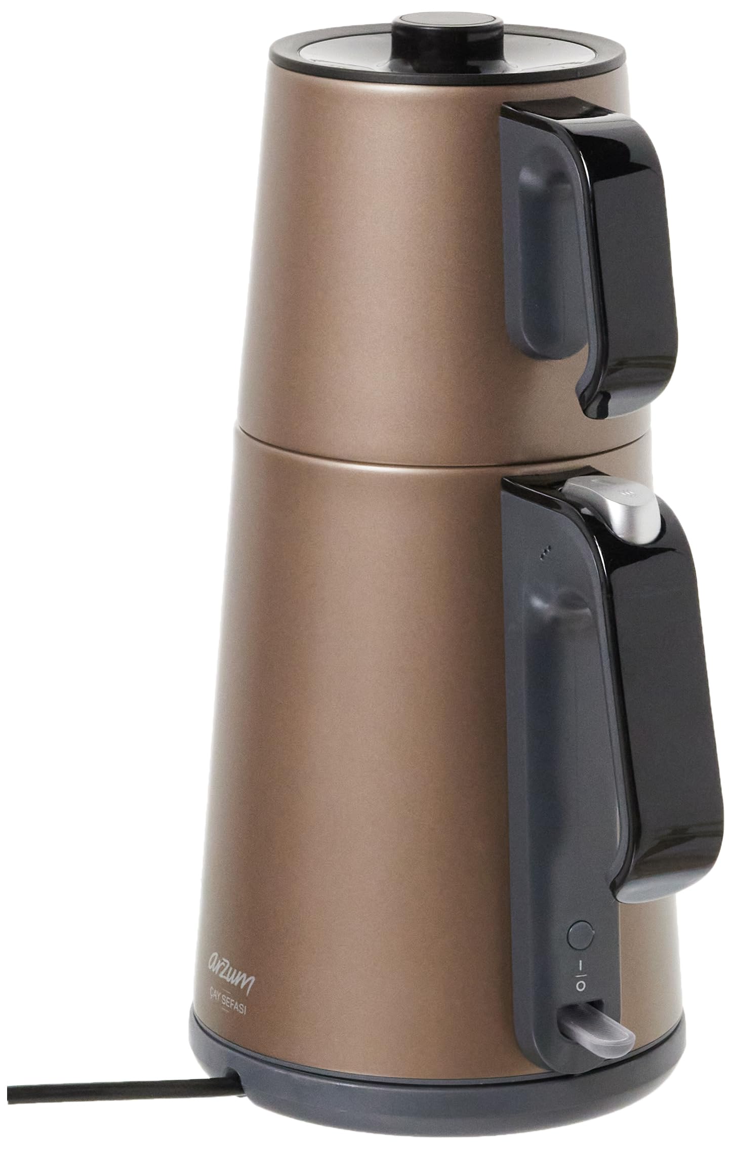Arzum Théière turque électrique - Puissance : 1650 W - Théière de 1,2 l - Bouilloire de 1,8 l - En acier inoxydable - Fonction maintien au chaud - Protection contre le fonctionnement à sec -