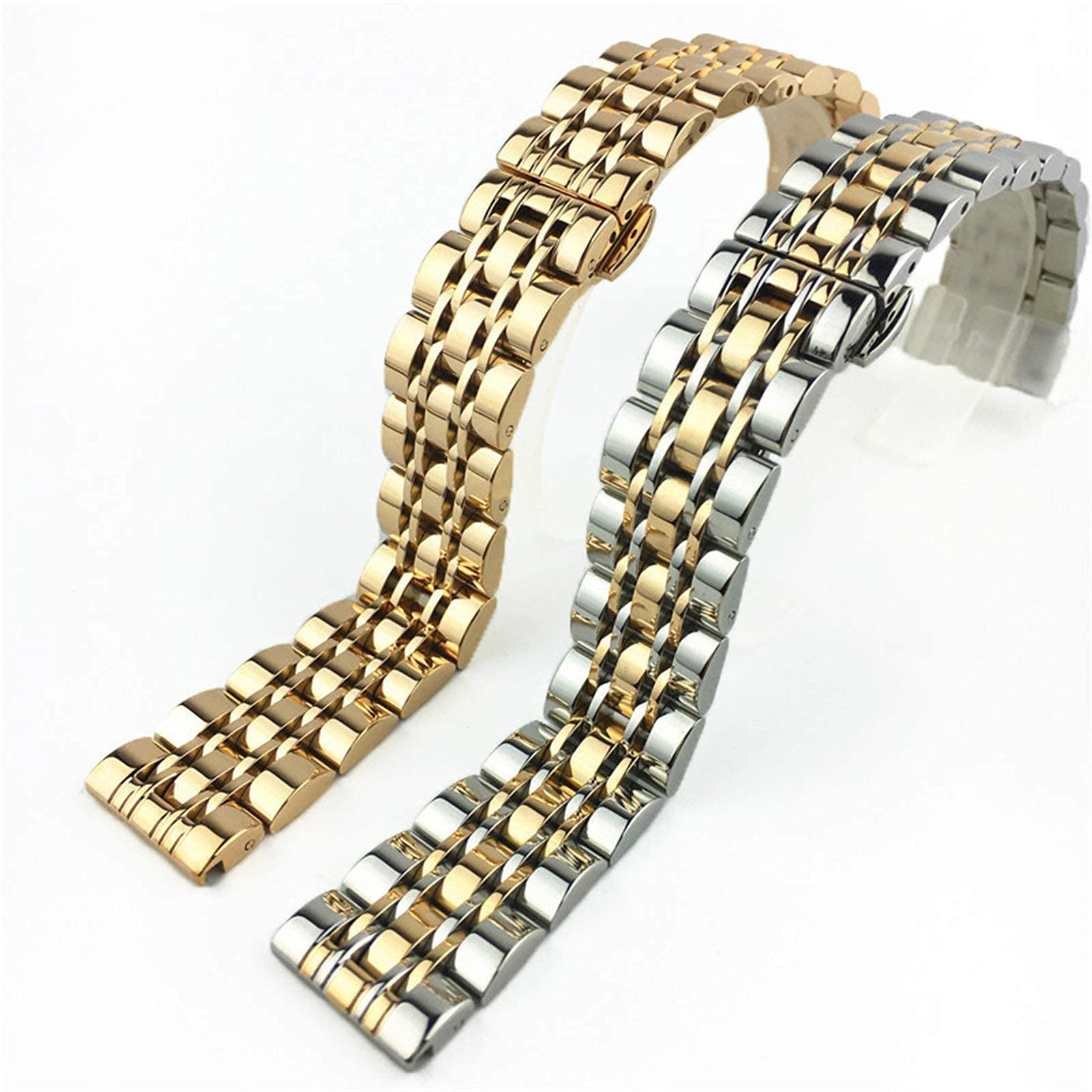 Cinturino per Orologio da 12 mm, 14 mm, 16 mm, 18 mm, 20 mm, in Acciaio Inossidabile Massiccio, con Chiusura a Farfalla, per Uomo e Donna, Bracciale di Ricambio in Metallo Lucido.