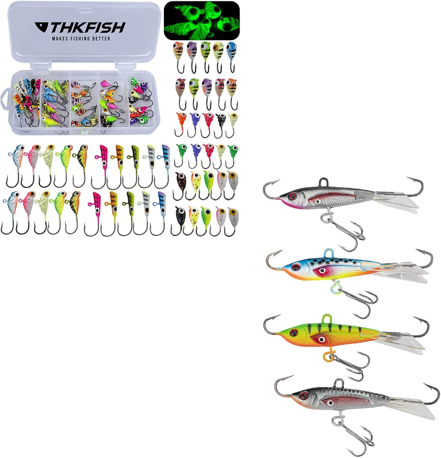THKFISH Ice Fishing Jigs Kit Ice Fishing Lures Ice Fishing