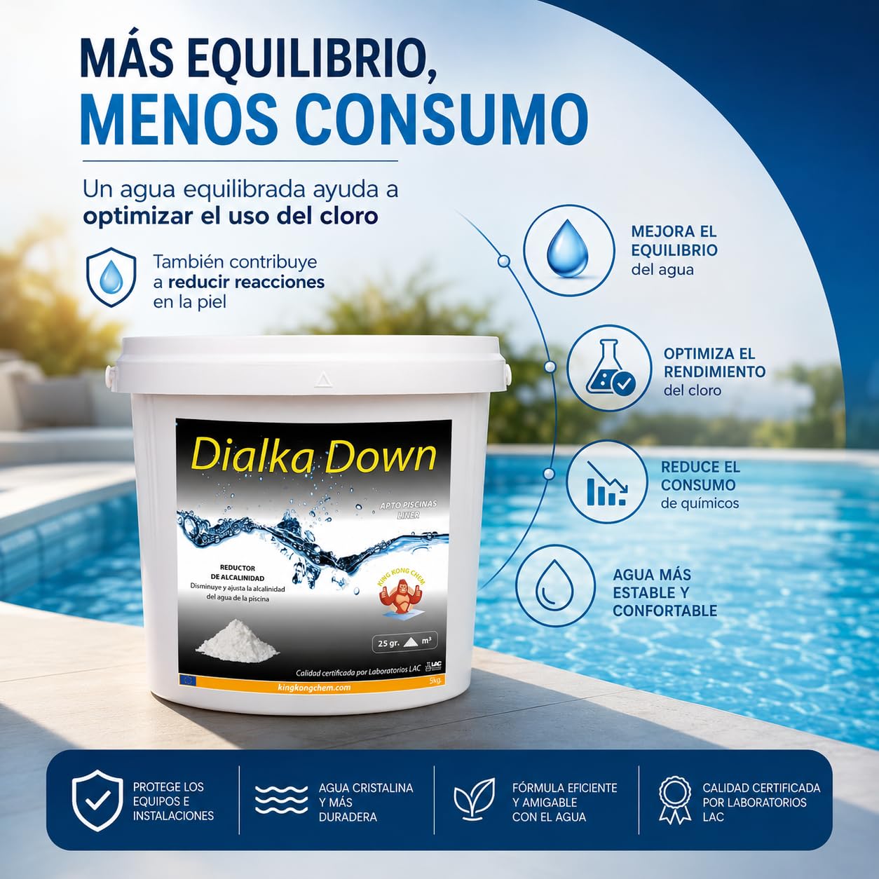 Dialka Down 5KG Reductor de alcalinidad para la Piscina y el SPA (5 kg)