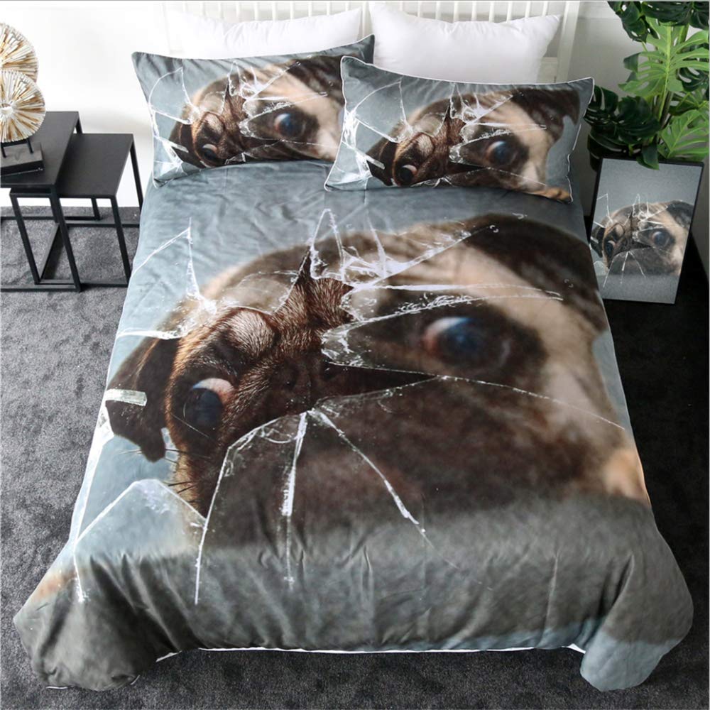 Parure de lit housse de couette chien 3D anti-plis enfant garçon 140x210