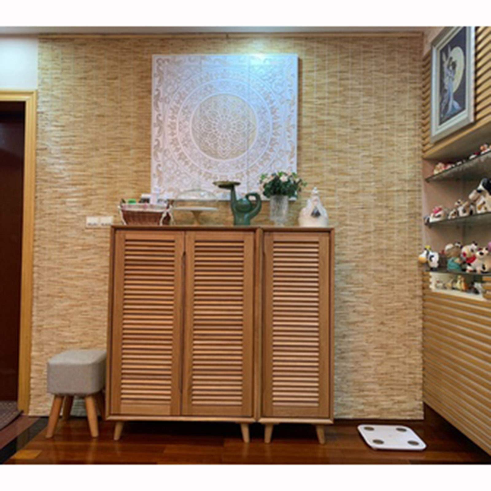 Rideau en roseau naturel tissé à la main pour fenêtres rétro imperméable en bambou avec paille sur mesure pour intérieur/extérieur/balcon 130 x 300 cm