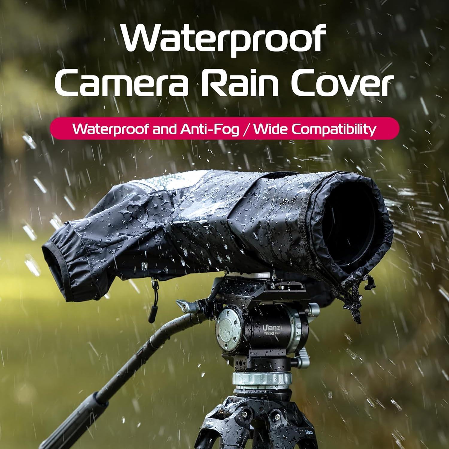ULANZI RC01 Camera Rain Cover, Small Size Durable Nylon Raincoat Compatible with Canon Sony Nikon DSLR Mirrorless Vlog Camera & Lenses Within 260mm, with Sleeves, Drawstrings, Viewing Window