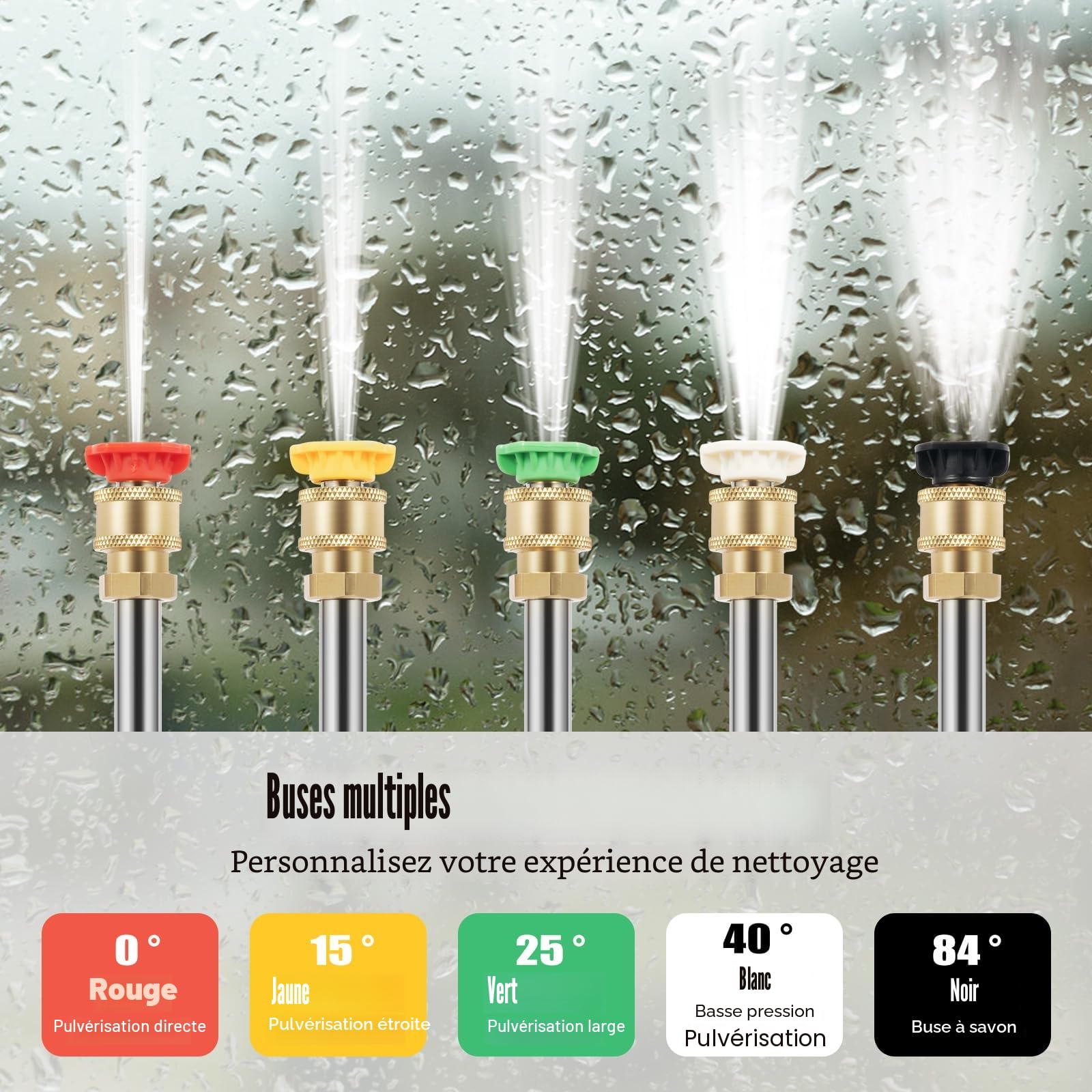 Nettoyeur Haute Pression à Essence, 7.5 CV 190 Bar Nettoyeur Haute Pression Thermique avec 5 Buses, Professionnel Moteur à Essence, avec Tuyau de 8m, pour Voiture et terrasse
