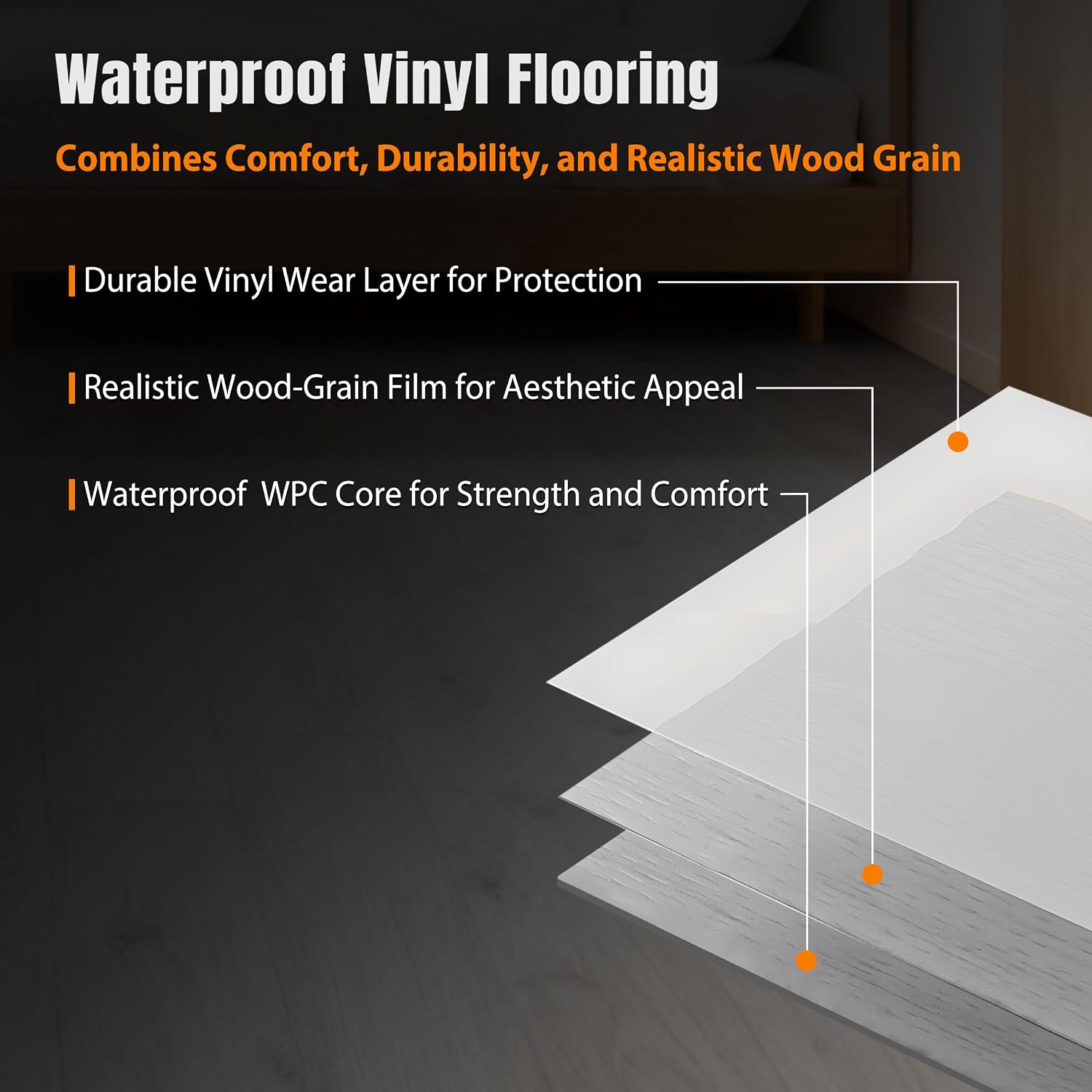 27 Sq.Ft.Vinyl Click-Lock Rigid Flooring–Softer & Quieter Underfoot, Non-Slip & Waterproof, Scratch-Resistant,Low-Formaldehyde Comfort Core Planks (Ivory Ash)