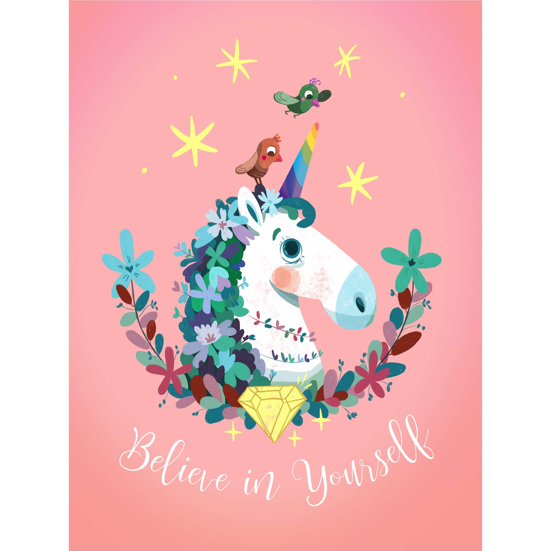Wee Blue Coo Unicorn Believe in Yourself Canvas Wall Art Print
