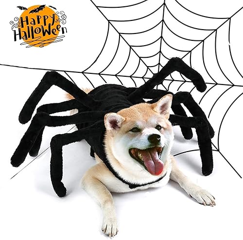 Disfraces de Halloween para perro, disfraz de araña gigante peluda de Halloween para perro y gato, disfraces de Halloween para mascotas con velcro