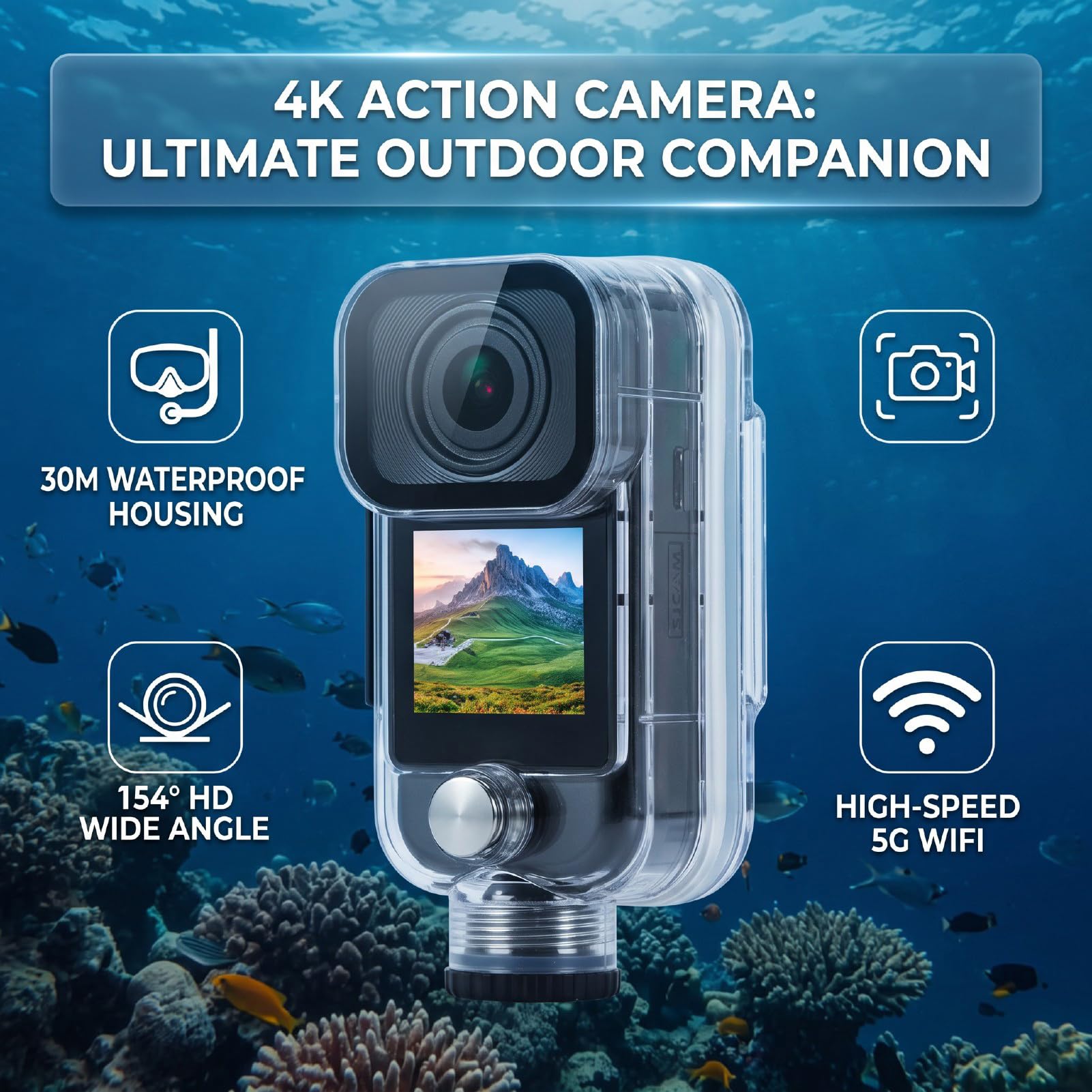 Fotocamera per Vlogging con Action Cam 4K con Custodia